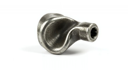 Warped Gray Metal Bicycle Pedal Spindle Isolated on White