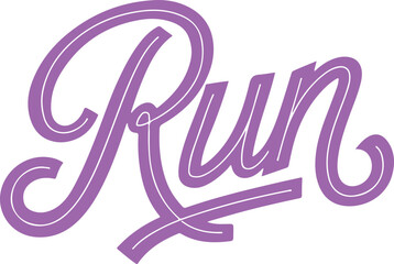 Obraz premium Run - Purple Script Lettering.