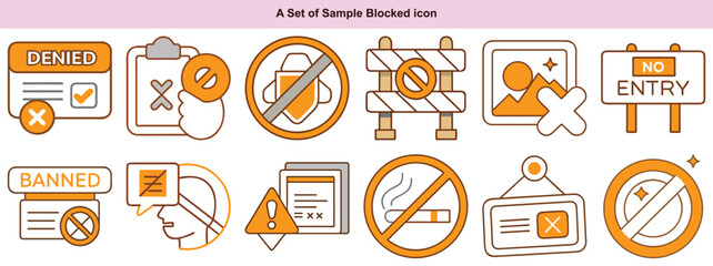 Blocked Icons Vector Set: Forbidden, Restricted, Denied & More