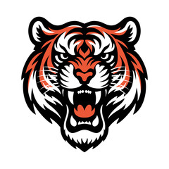 Tiger logo vector illustration template. Simple design icon of roaring beast head with white background