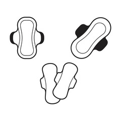 Female pad with wings icon. Women hygiene symbol. 
