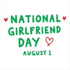 National Girlfriend Day Typography Design,Romantic National Girlfriend Day Celebration,Happy National Girlfriend Day Black and White Vector,Elegant National Girlfriend Day Label with Hearts