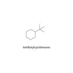 tert-Butylcyclohexane skeletal structure. Cycloalkane compound schematic illustration. Simple diagram, chemical formula. © Basstock