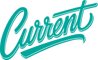 Current Events Handwritten Teal Script.