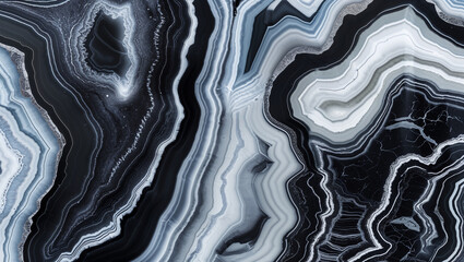 Obraz premium Polished Agate Stone Surface Texture With Layers And Veins In Dark Shades