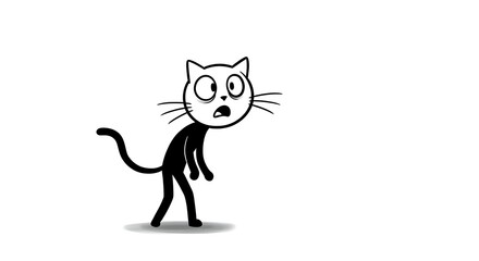 Obraz premium Cartoon Cat with Surprised Expression on White Background
