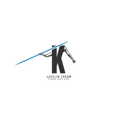 Letter K Athlete logo. Alphabet K Javelin Thrower Design Icon