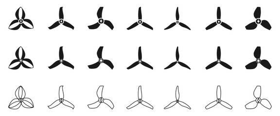 3 blade drone propeller set vector illustration isolated on white background. © Zhee-Graphic