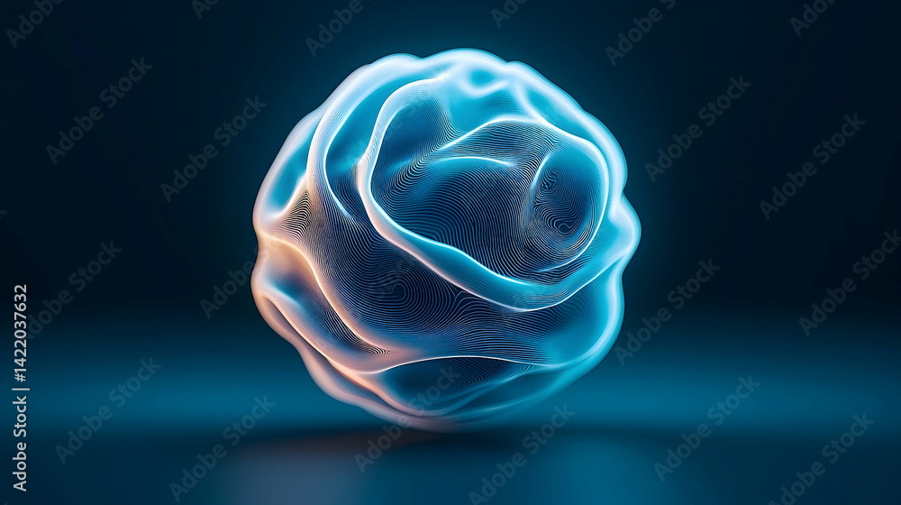 Poster abstract 3d wireframe sphere with seamless lines and dots pattern