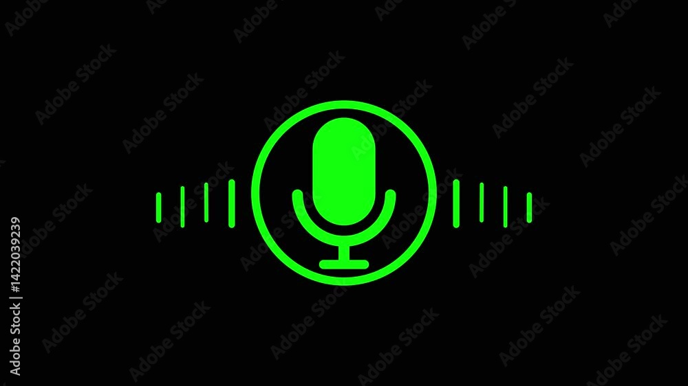 Poster voice recording and podcast mic microphone button icon animation. audio microphone icon animation in