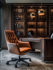 Modern Office Interior Design: Elegant Workspace with Premium Furniture, Brilliant Lighting & Wooden Decor