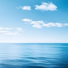 Serene Ocean View, Calm Blue Sea Under a Clear Sky