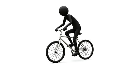 Obraz premium Riding a Bike Simple Stick Figure on White Background