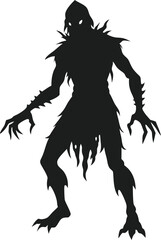 Creepy Ghoul Silhouette Vector with Sharp Claws