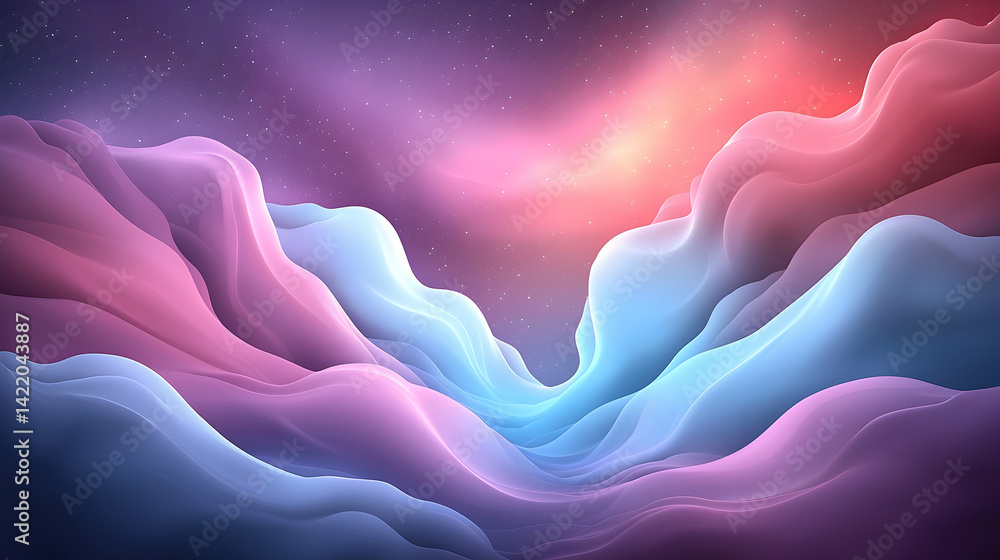 Poster abstract colorful universe background with flowing nebula waves