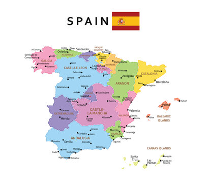 Spain map. Provinces of Spain.