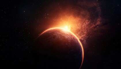 Planet Earth sunrise in space