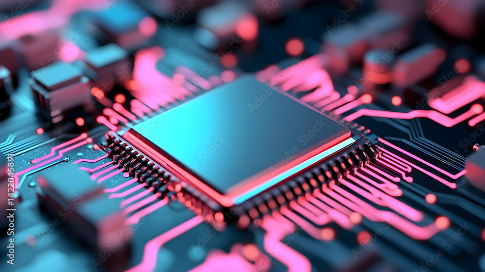 Aufkleber abstract digital circuit board with glowing nodes