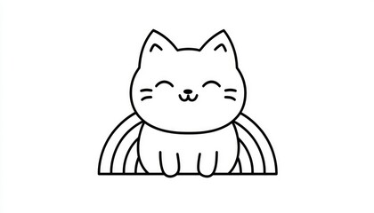Obraz premium Cute Cat with Rainbow