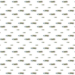 Pattern of Yellow Pencils with Flexible Design on White Background