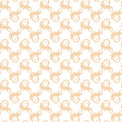 Playful Orange Octopus Character Seamless Pattern on White Background
