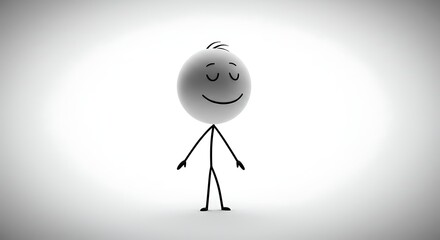 Stick Figure with Closed Eyes Standing Peacefully
