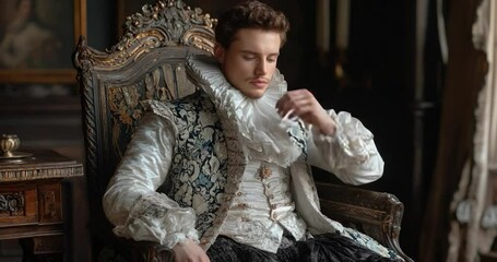 Elegant man historical costume portrait