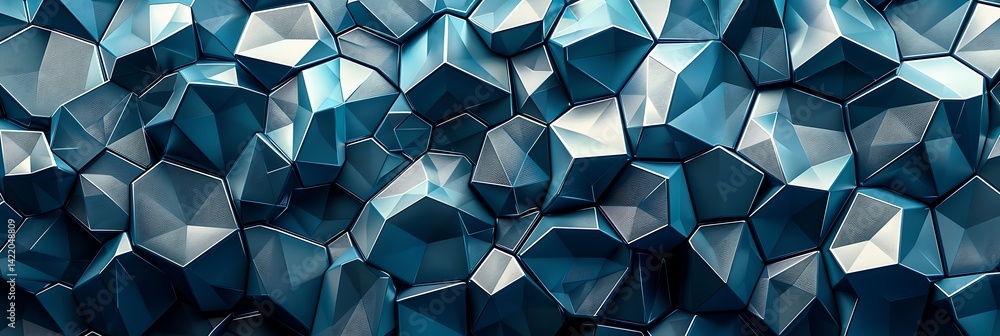 Poster abstract background texture of interlocking, faceted geometric shapes resembling crystals or rocks i