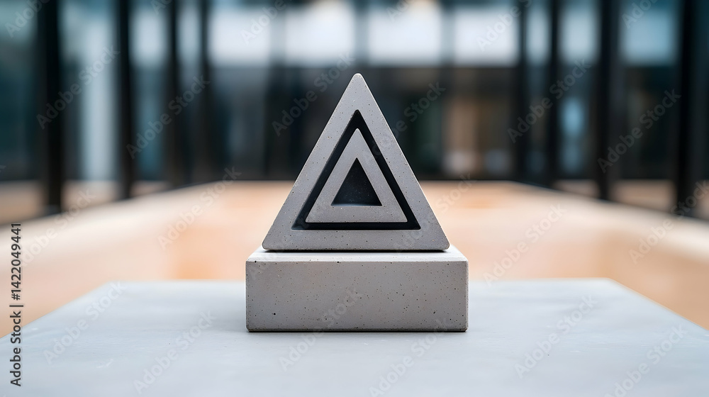 Aufkleber abstract geometric concrete sculpture with nested triangles