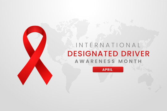 Distracted driving Awareness Month background design with Red silk ribbon.