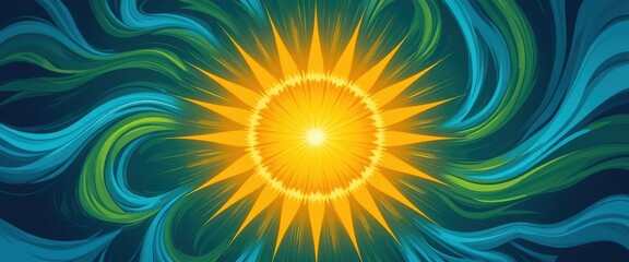 Obraz premium A vibrant explosion of vivid blue and lush green colors bursts forth, creating a dynamic and energetic visual display that captivates the eye with its lively hues and movement.