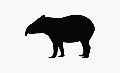 Tapir silhouette, Vector illustration, Tapir on white background 