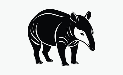 Tapir silhouette, Vector illustration, Tapir on white background 