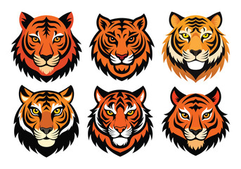 Multiple Jungle Tiger Heads – Vector Animal Design Pack