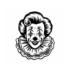 Obraz premium A silhouettes joker man funny face isolated on white background 