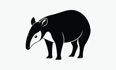 Tapir silhouette, Vector illustration, Tapir on white background 