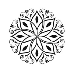 Black and White Abstract Flower with Lines