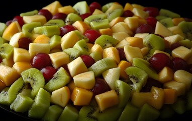 Delicious Mixed Fruit Salad with Kiwi, Mango, Apple and Grapes