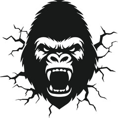 Vector silhouette of a gorilla