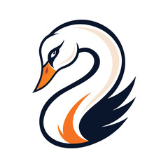 swan head mascot logo vector art illustration