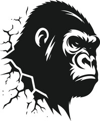 Vector silhouette of a gorilla