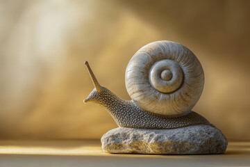 A Detailed Studio Shot Of A Decorative Snail Figurine.