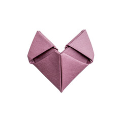pink origami heart with intricate folds and smooth texture, symbolizing love and creativity. delicate craftsmanship highlights art of paper folding, evoking sense of warmth