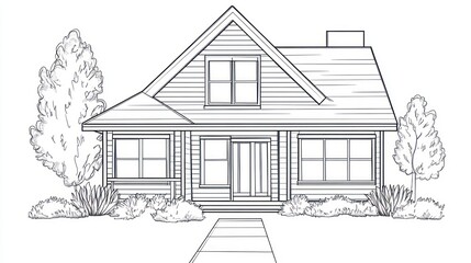 Front view of a modern house drawing