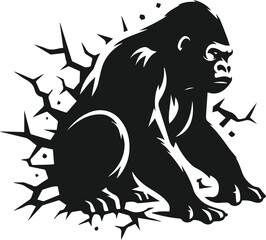 Vector silhouette of a gorilla