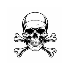 A silhouettes head of skull with crossbones vector isolated on white background 