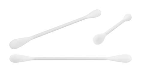 White cotton swab. Isolated earstick 3D rendering.
