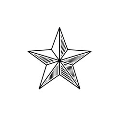 Obraz premium A silhouettes silver star isolated on white background