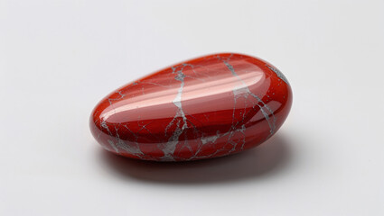 Polished Red Jasper Stone Displayed On White Background Mineral Specimen
