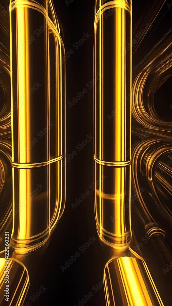 Poster bright neon pathways create a mesmerizing visual experience in a dark corridor